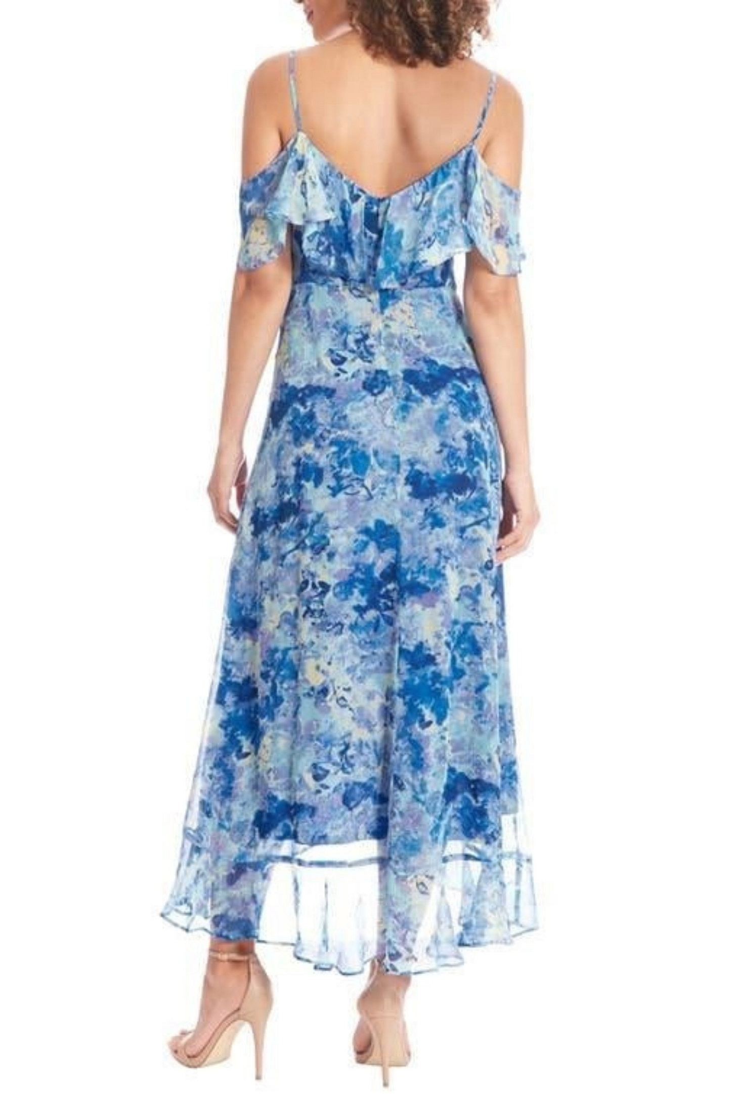 London Times Aqua Blue Flower Print Midi Dress