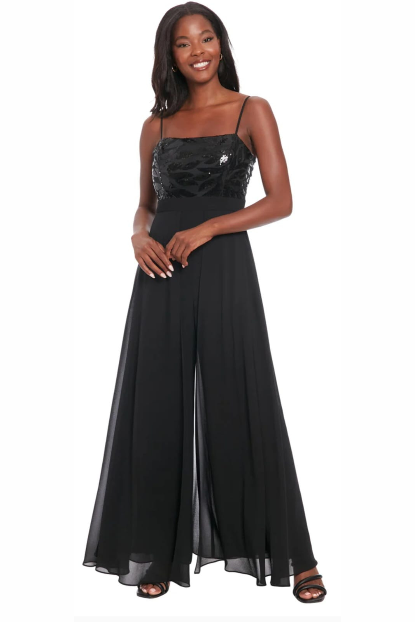 London Times Sequined Metallic Jumpsuit