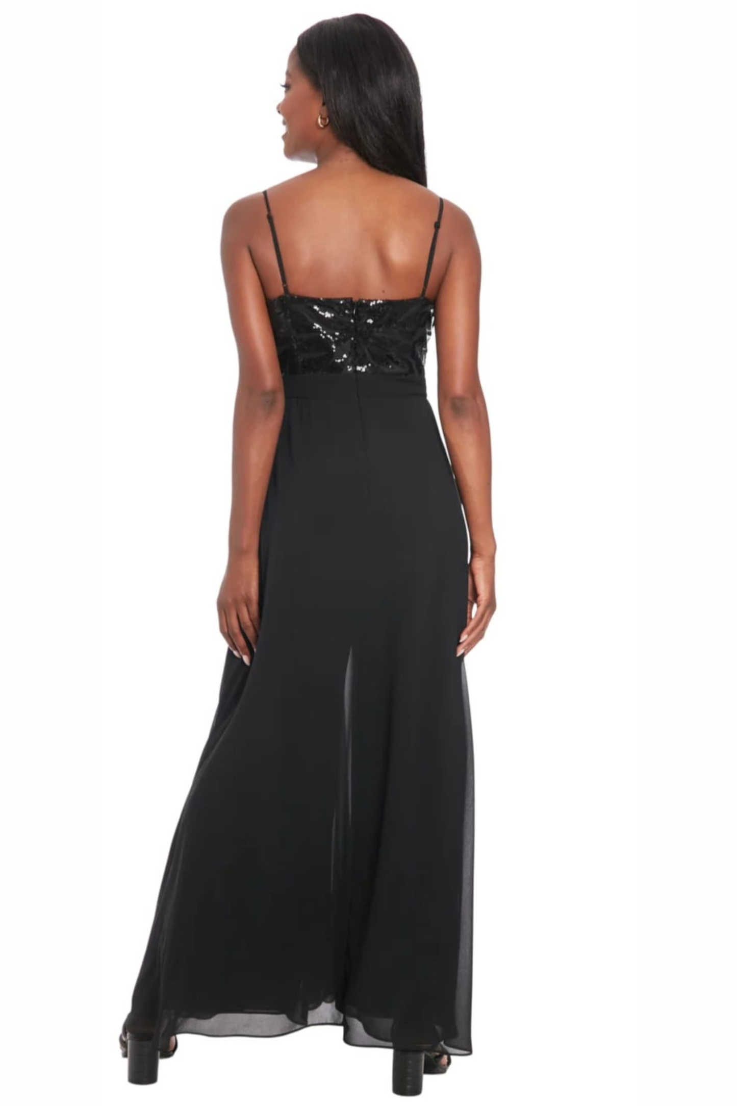 London Times Sequined Metallic Jumpsuit