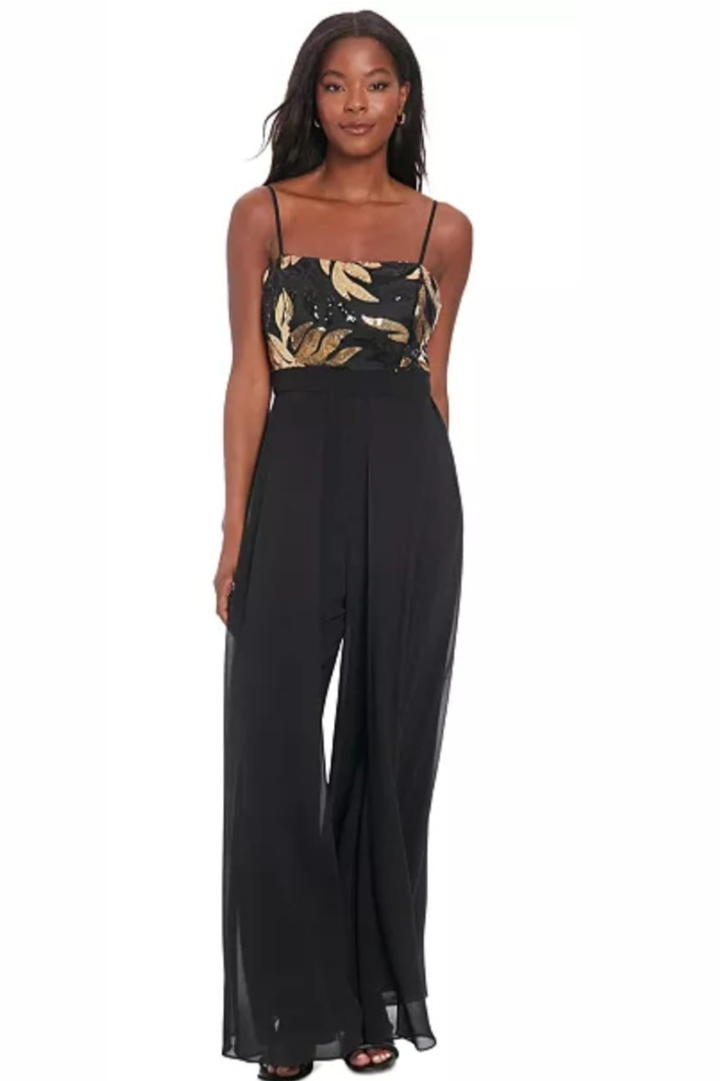 London Times Sequined Metallic Jumpsuit