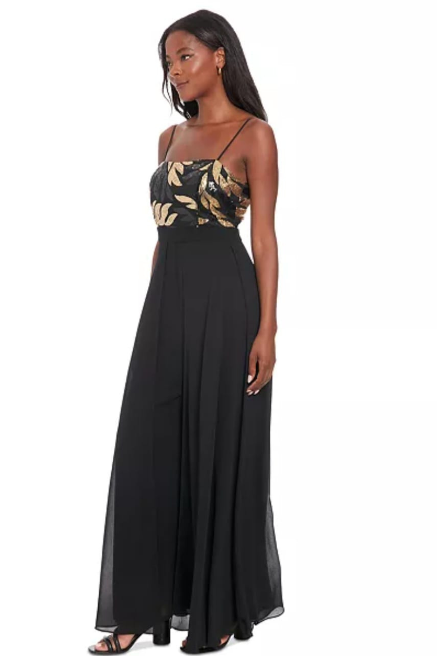 London Times Sequined Metallic Jumpsuit