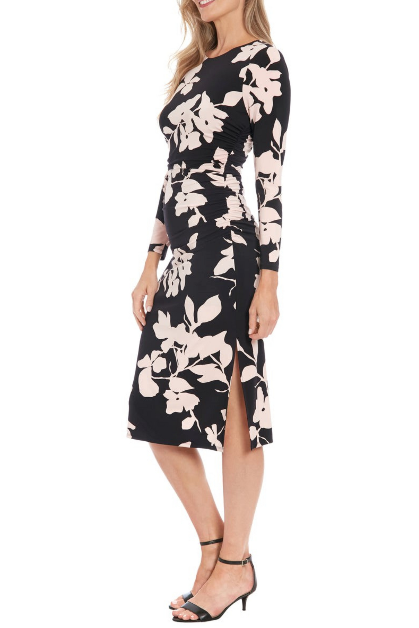 London Times Black Blush Flower Print Sheath Dress