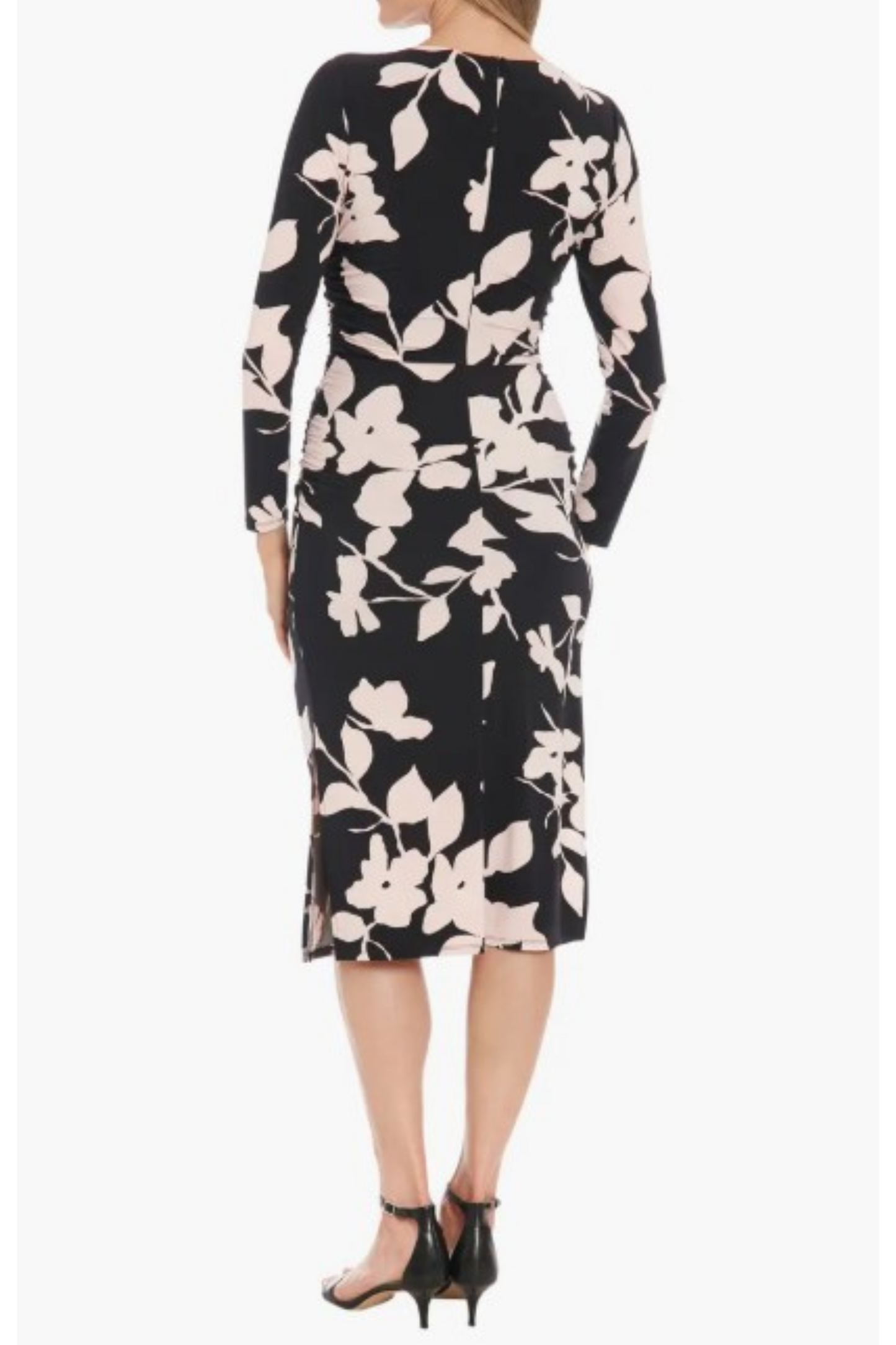 London Times Black Blush Flower Print Sheath Dress