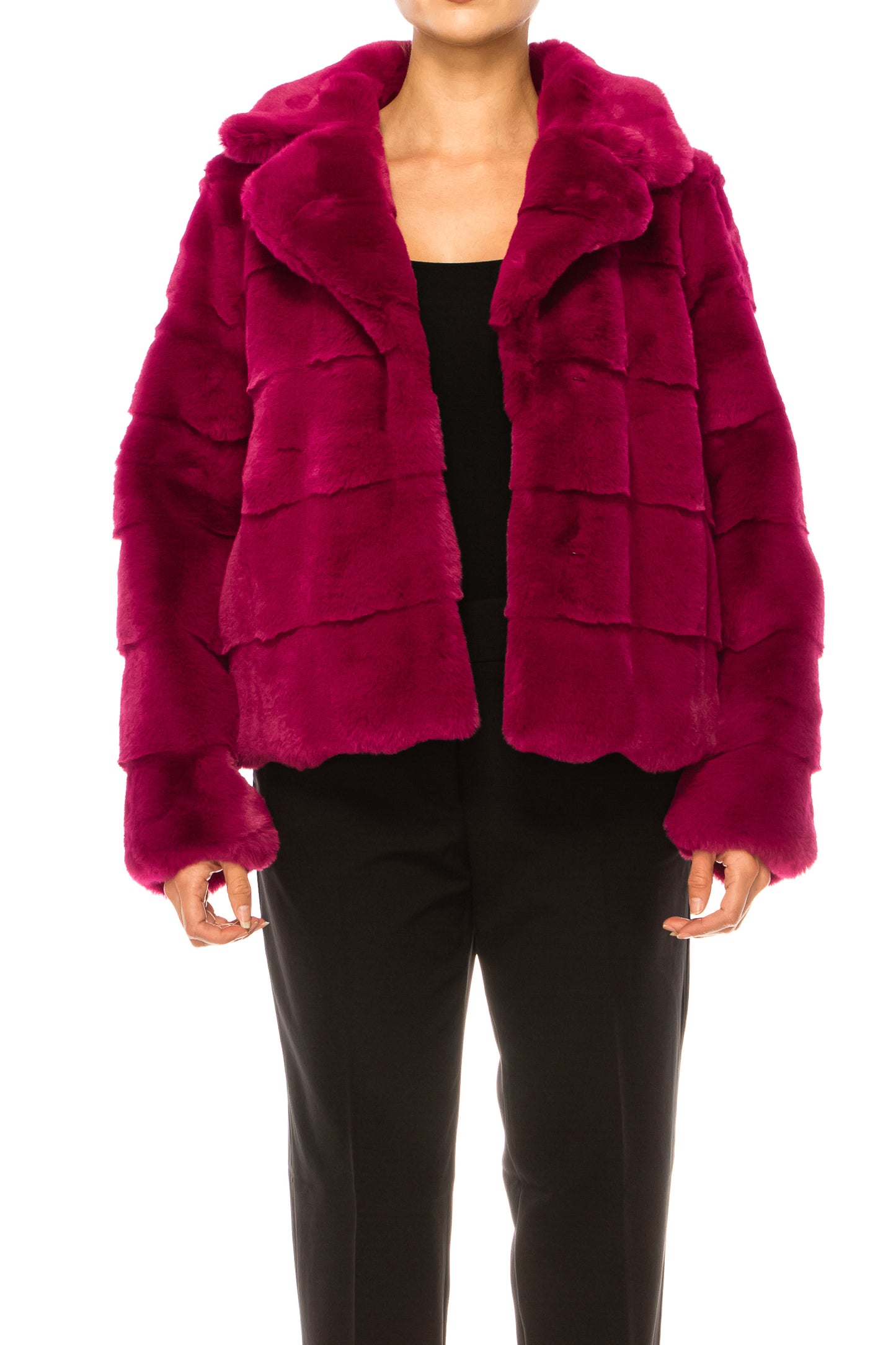 Love Token Scalloped Hem Faux-Fur Puffer Coat