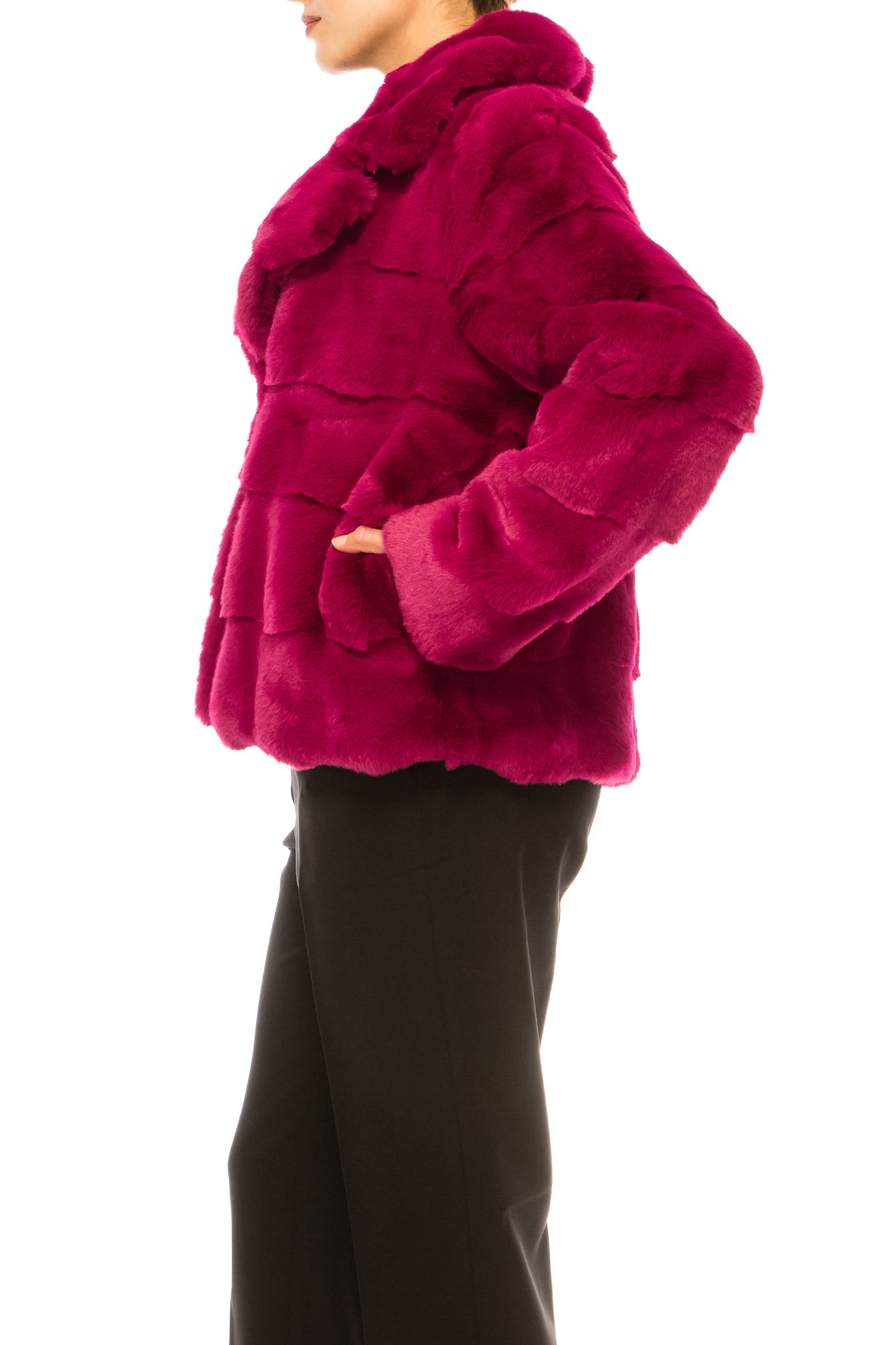 Love Token Scalloped Hem Faux-Fur Puffer Coat