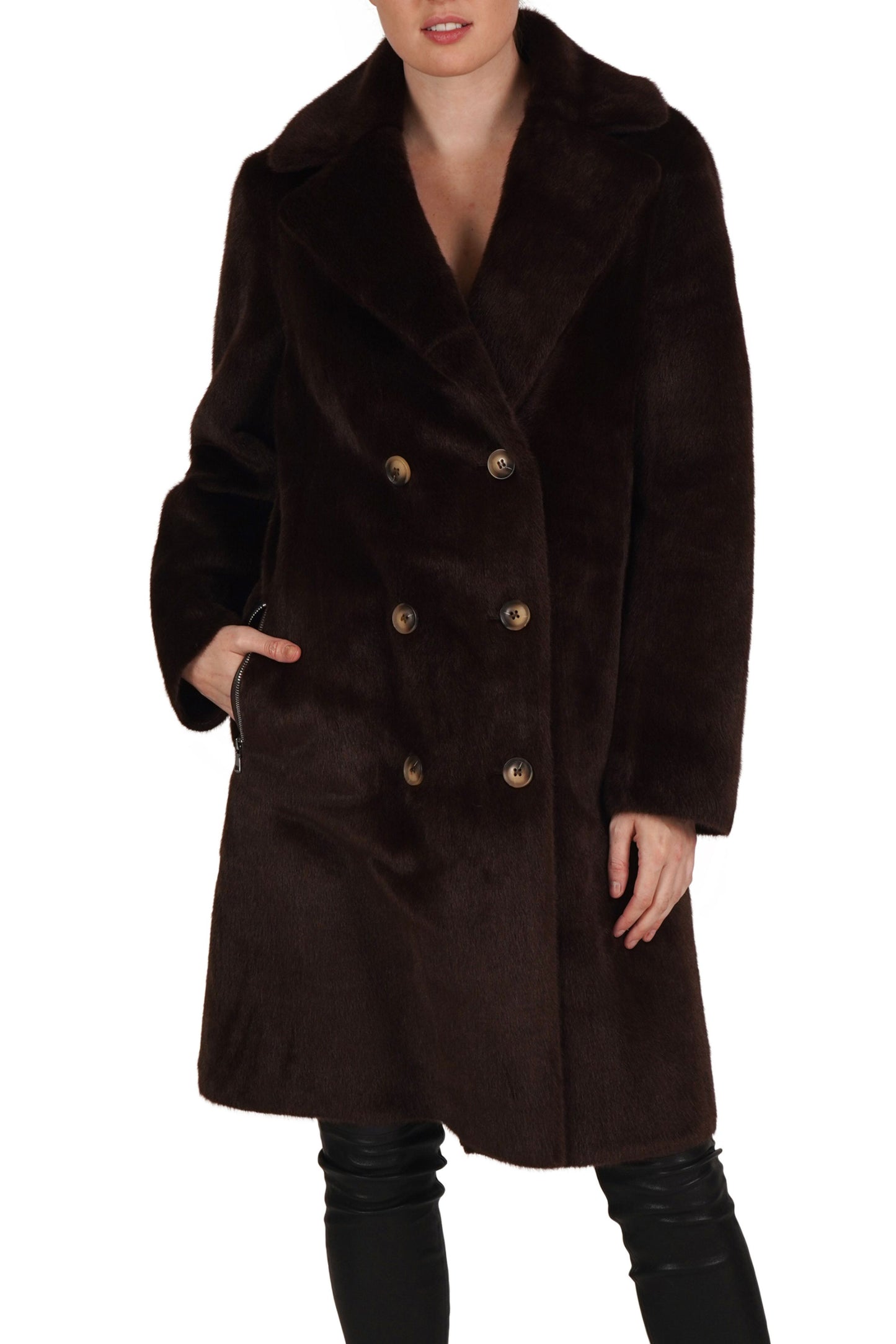 Love Token Reversible Faux-Leather Faux Fur Coat