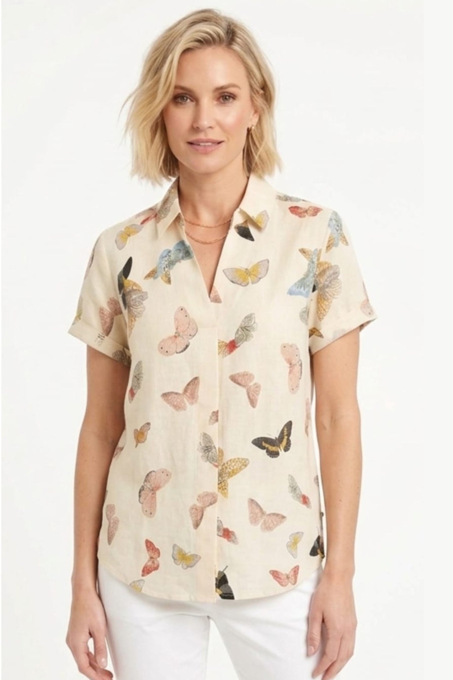 Hester & Orchard Butterfly Print Toile Blouse