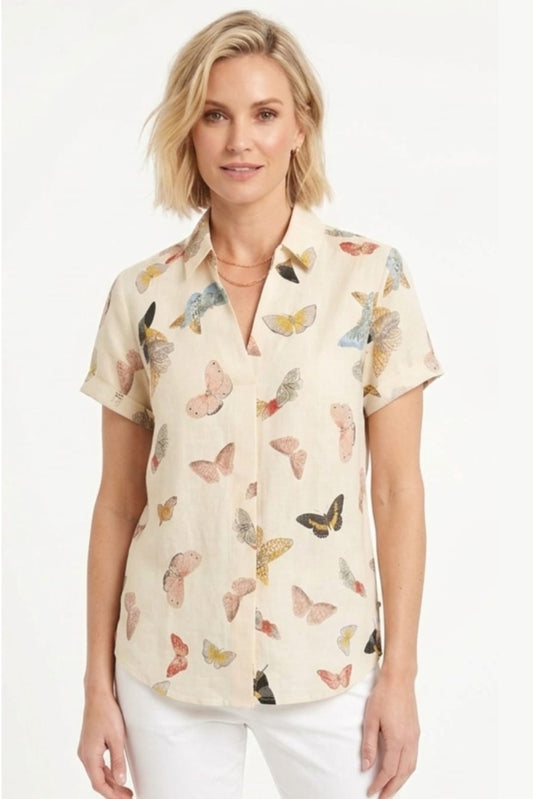 Hester & Orchard Butterfly Print Toile Blouse