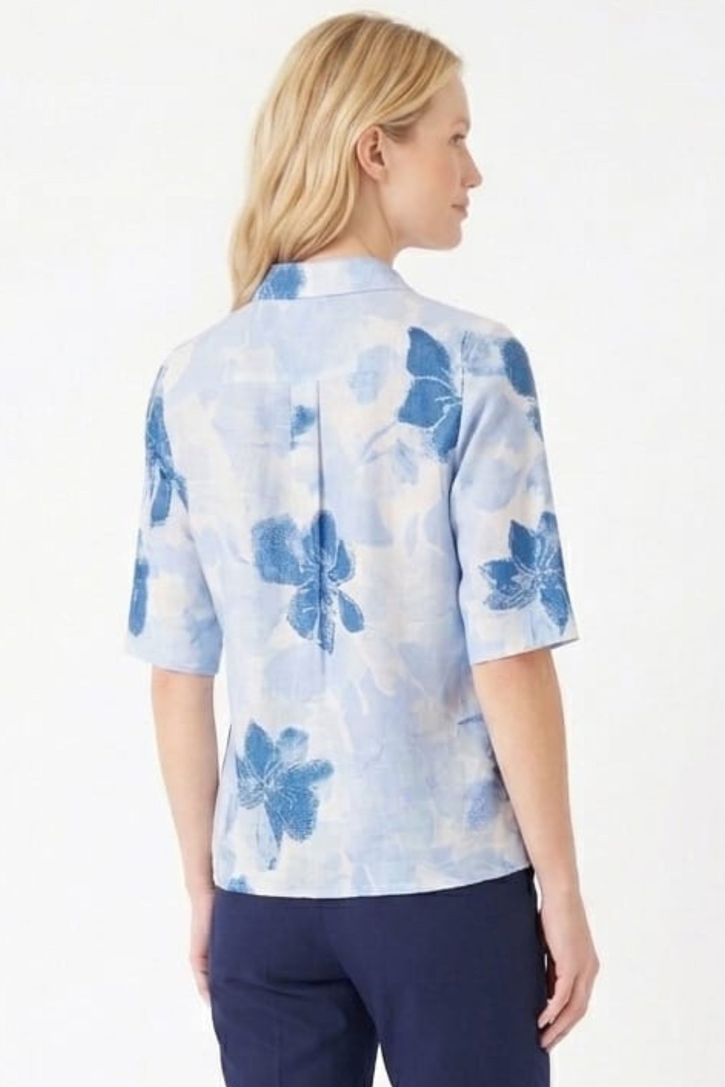 Hester & Orchard Watercolor Floral Button-Front Blouse