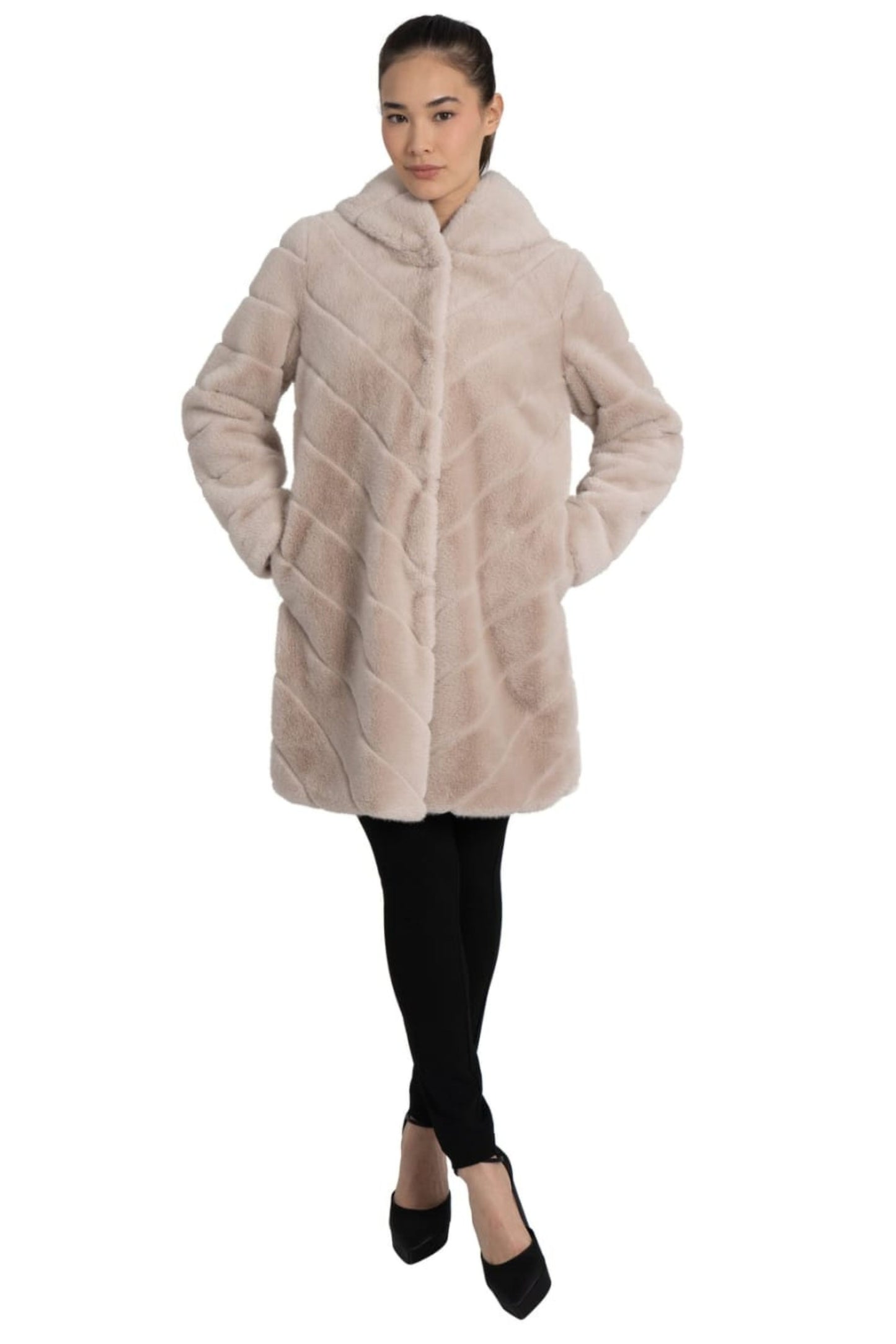 Love Token Faux Fur Hoodie Coat