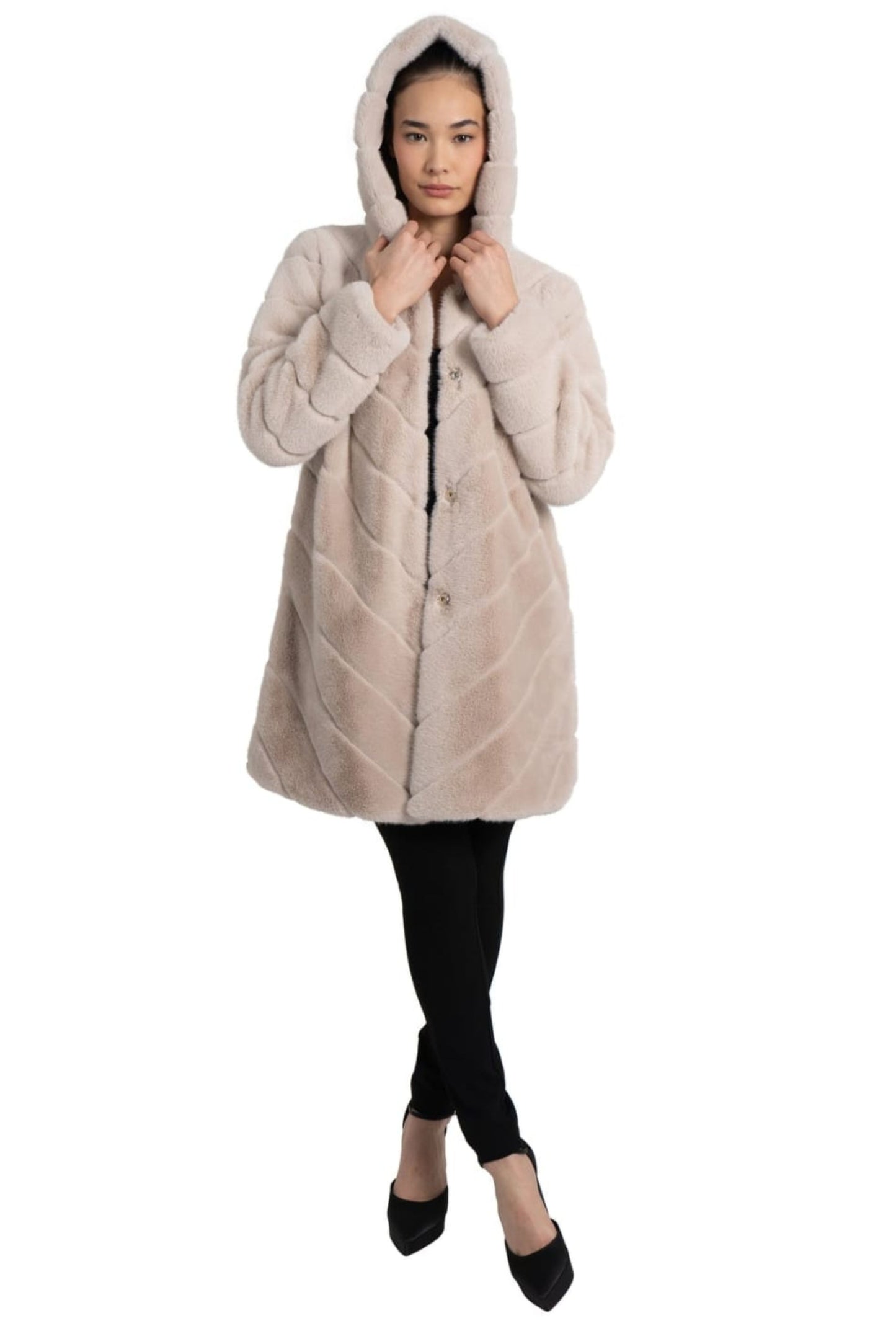 Love Token Faux Fur Hoodie Coat