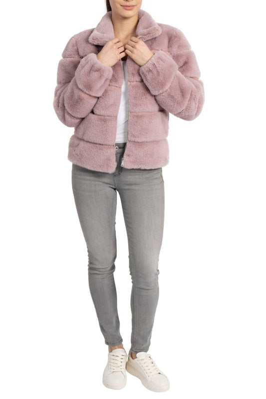 Love Token Quilted Cropped Faux Fur Coat