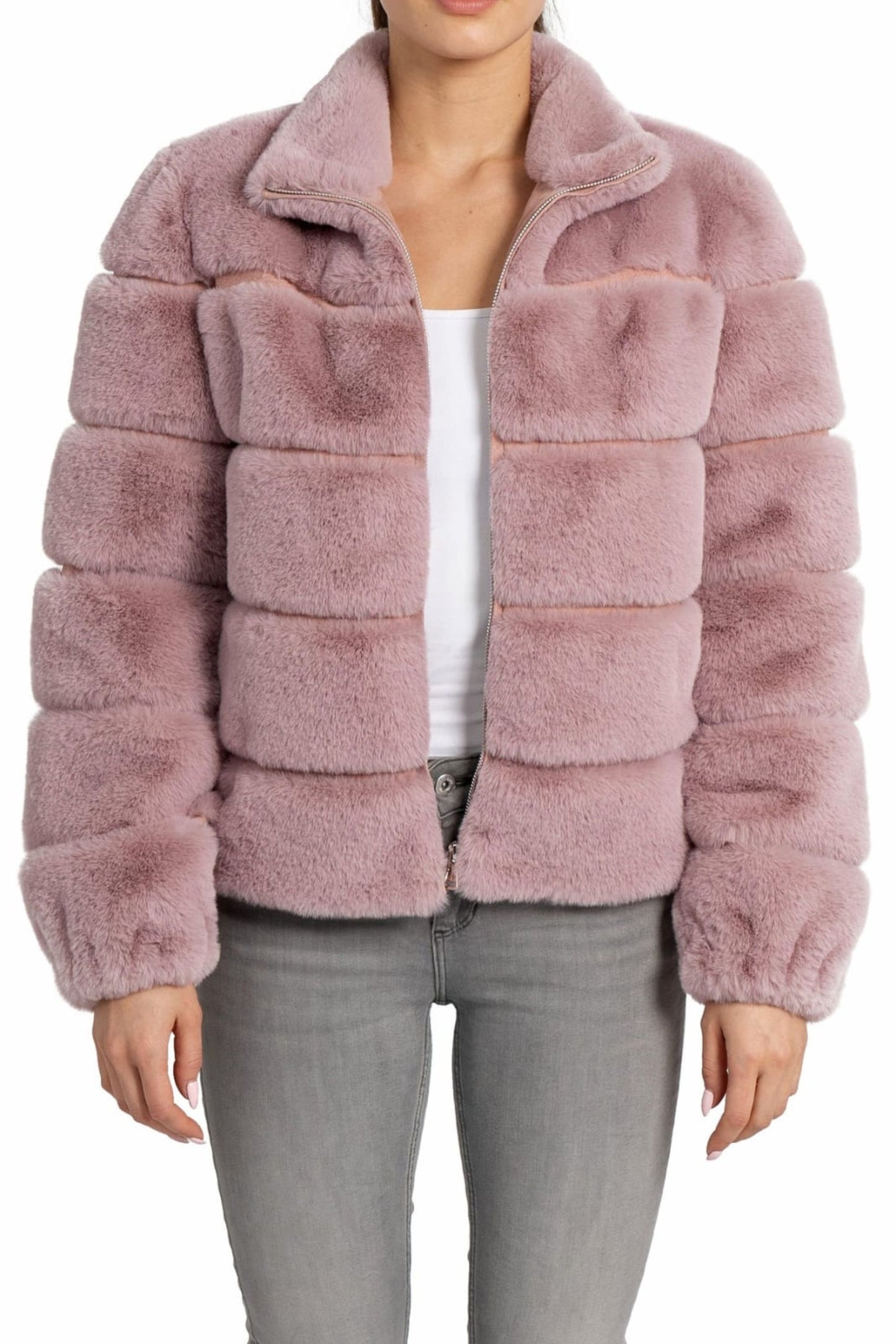 Love Token Quilted Cropped Faux Fur Coat
