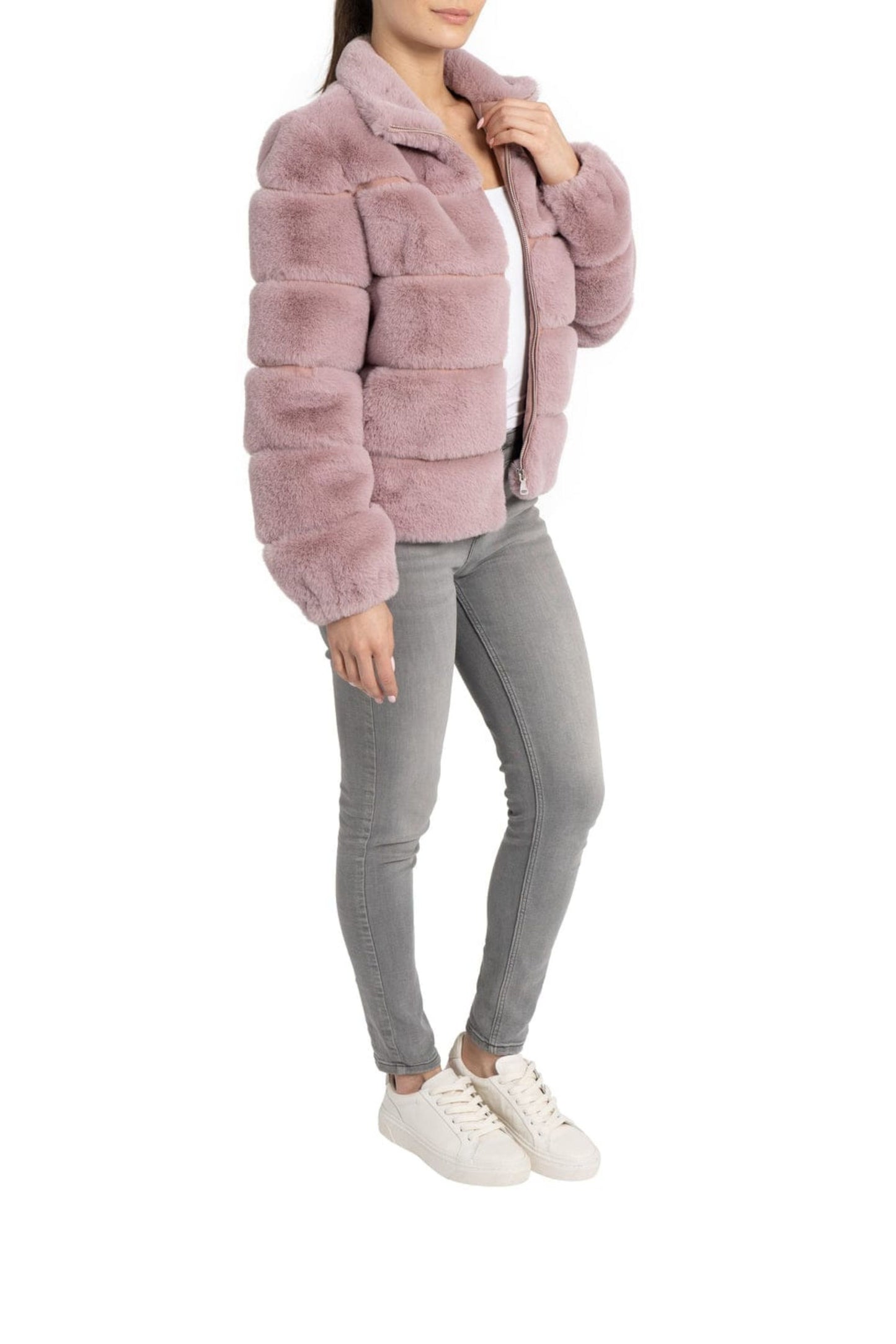 Love Token Quilted Cropped Faux Fur Coat