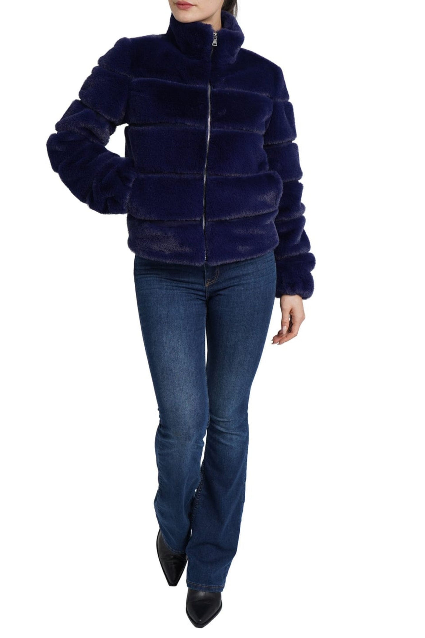 Love Token Quilted Cropped Faux Fur Coat