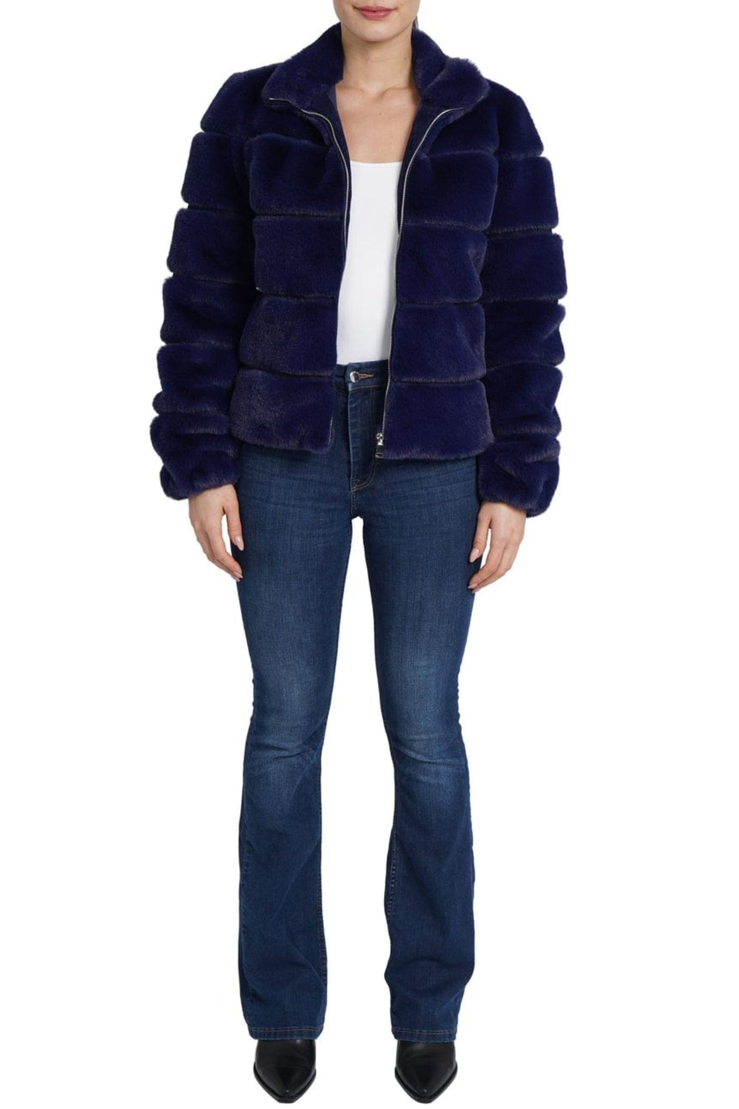 Love Token Quilted Cropped Faux Fur Coat