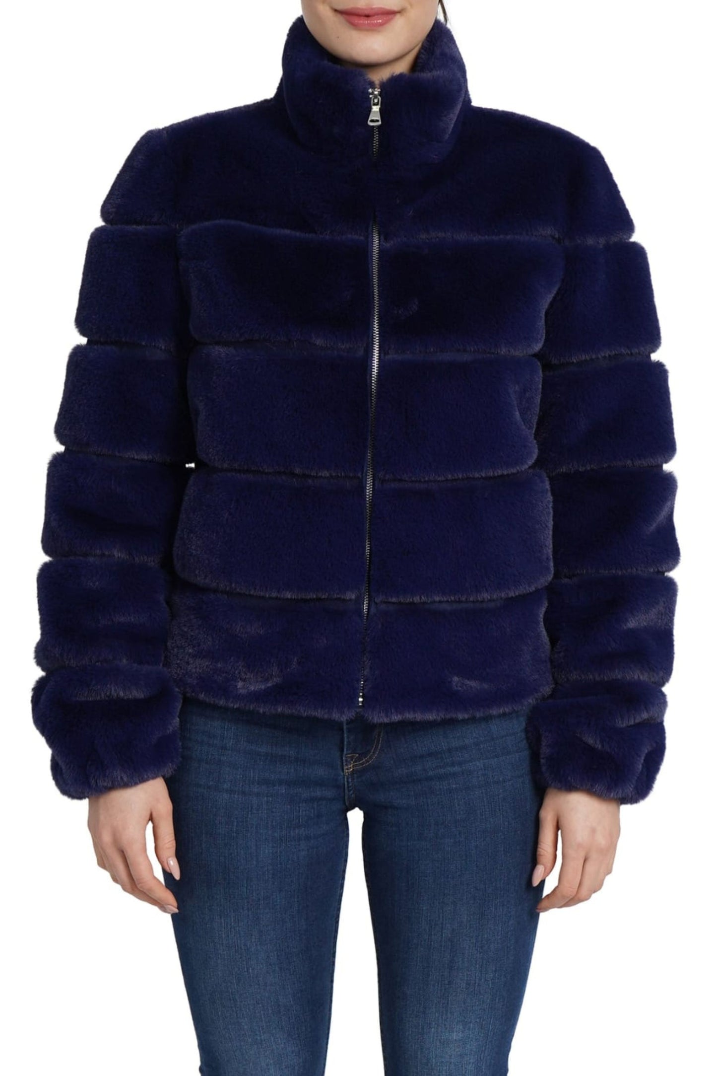 Love Token Quilted Cropped Faux Fur Coat