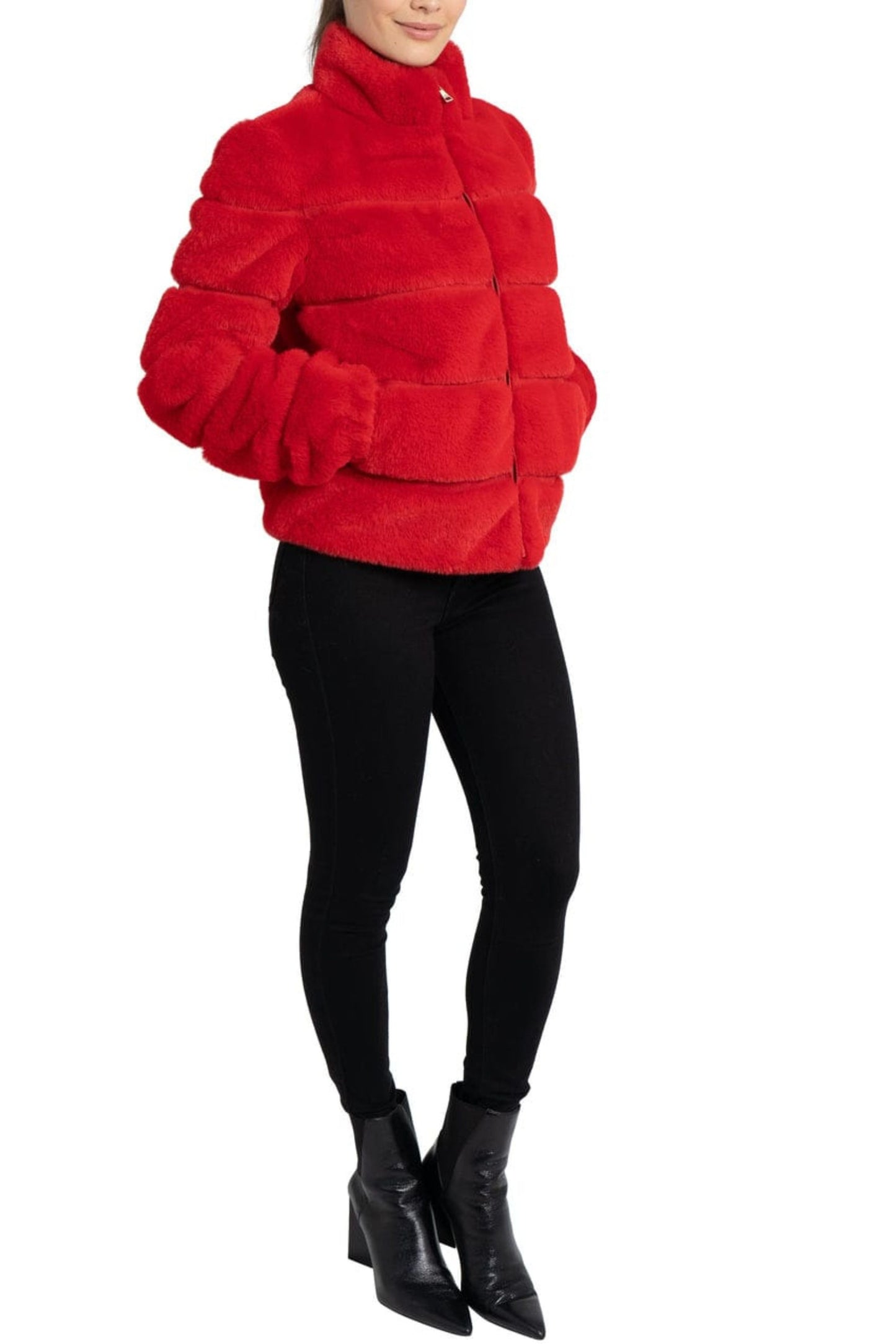 Love Token Quilted Cropped Faux Fur Coat