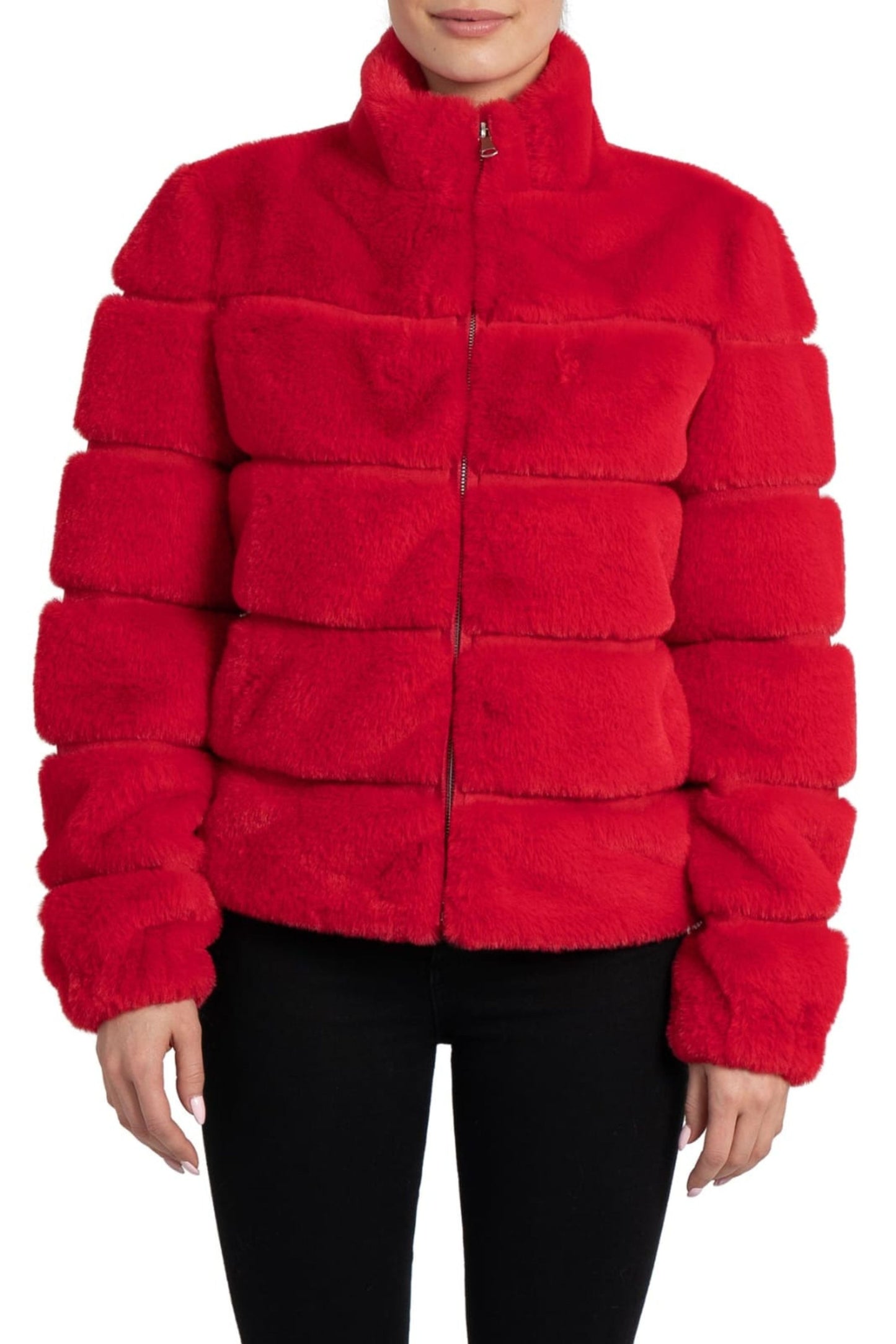 Love Token Quilted Cropped Faux Fur Coat