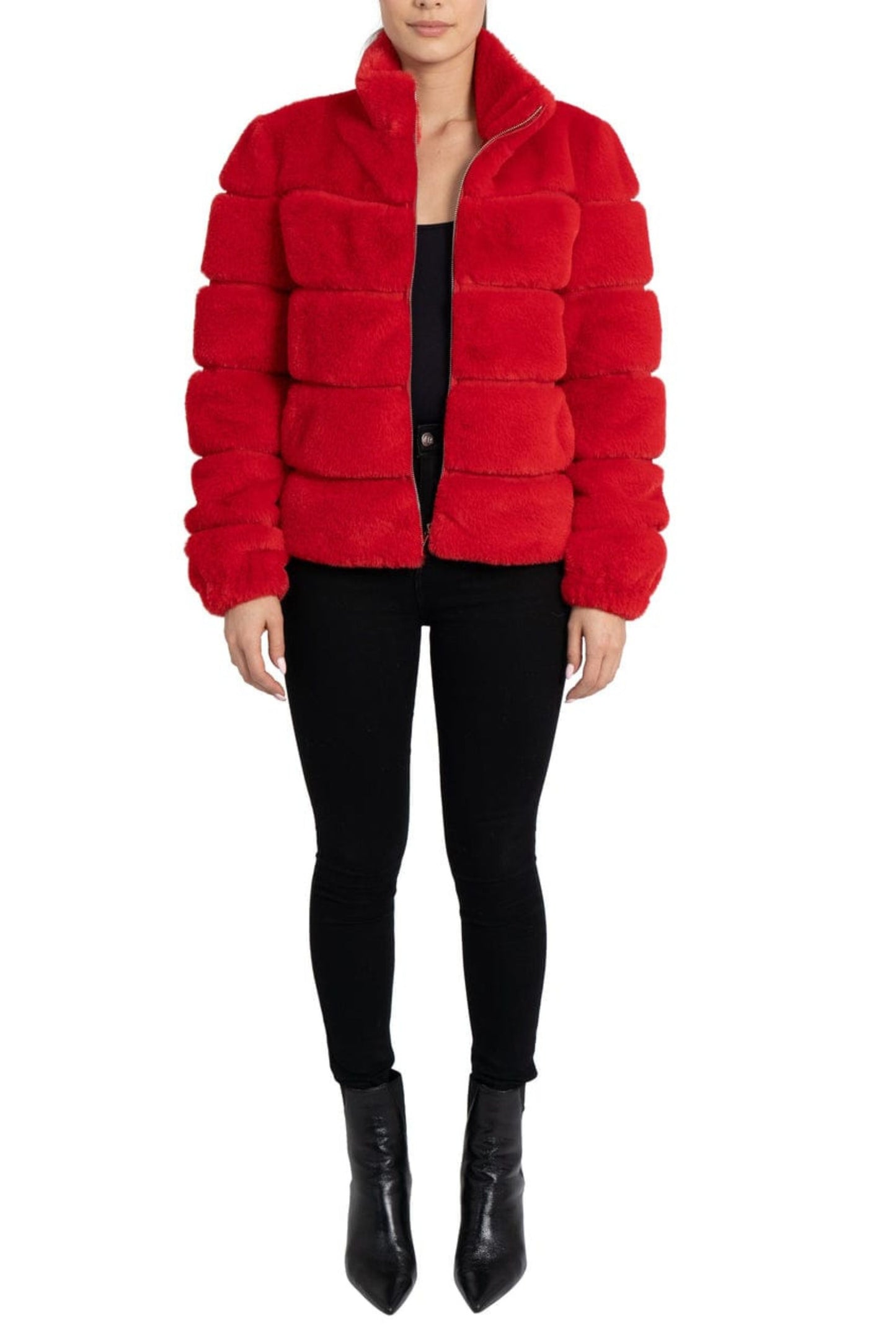 Love Token Quilted Cropped Faux Fur Coat