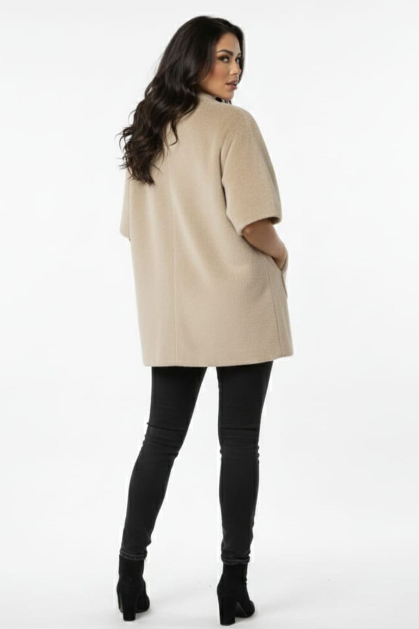 Love Token Short Sleeve Faux Fur Jacket