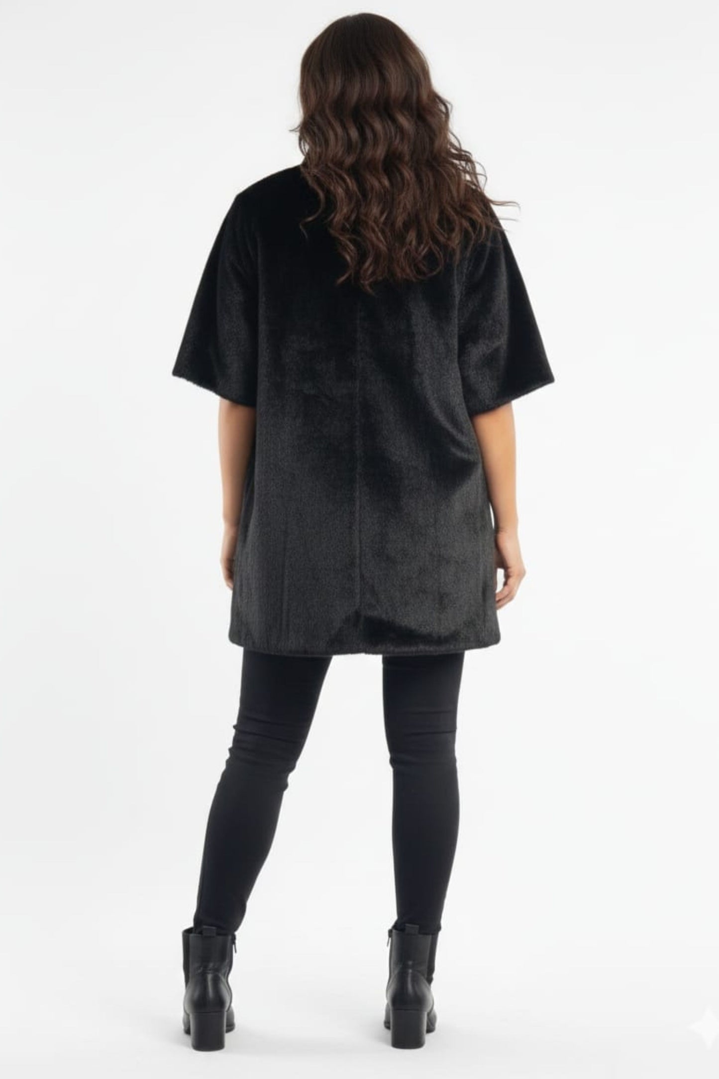 Love Token Short Sleeve Faux Fur Jacket