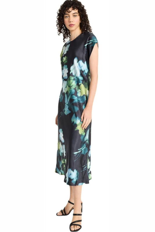 LUXELY Cap Drop Shoulder Sleeve Floral Maxi Dress