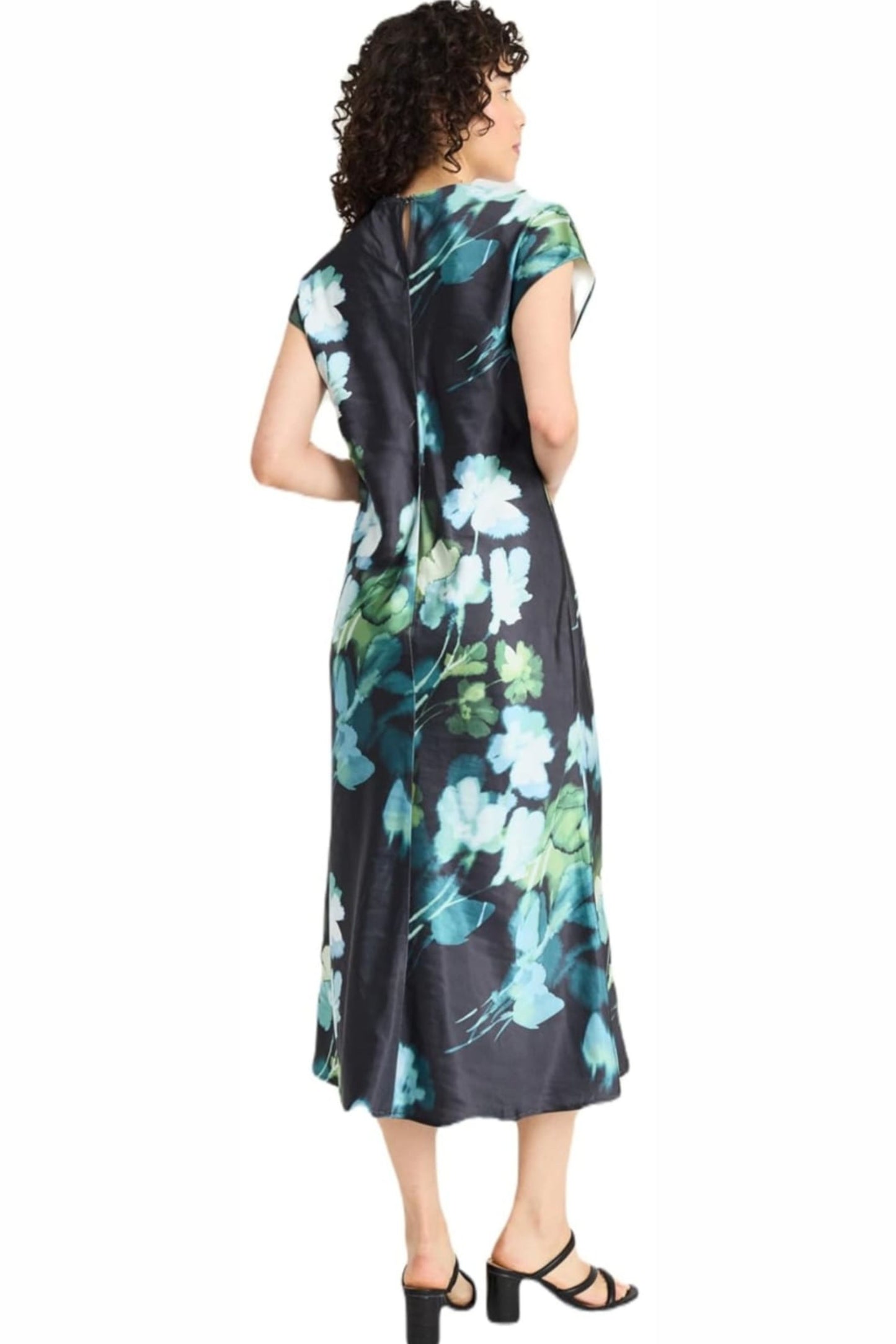 LUXELY Cap Drop Shoulder Sleeve Floral Maxi Dress