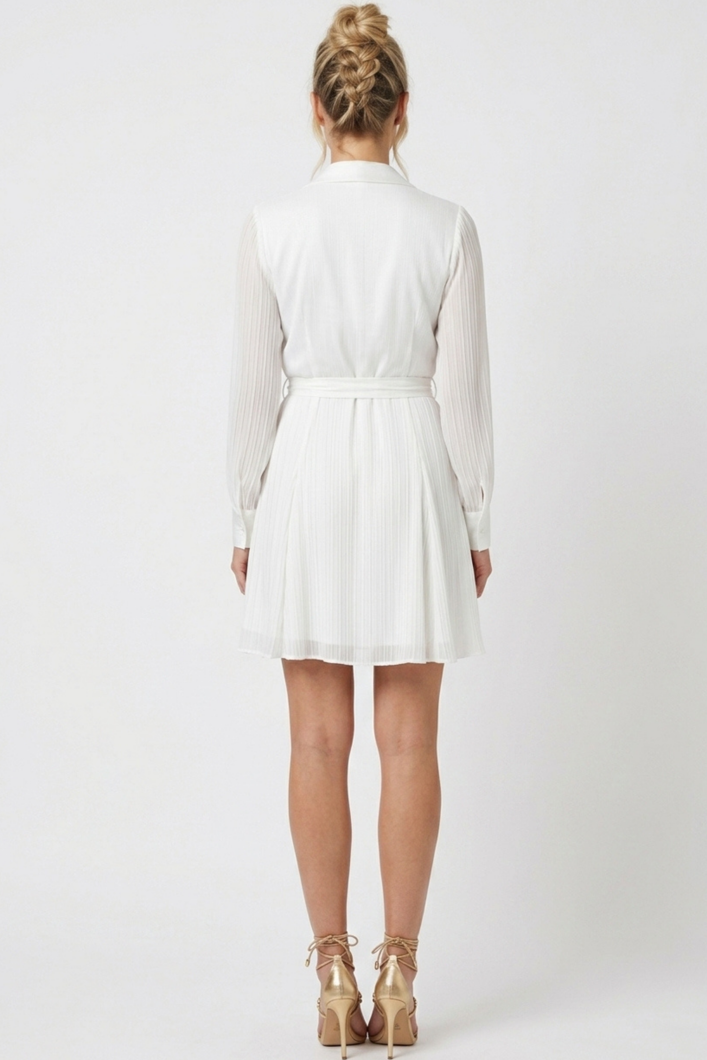 Laundry Surplice Neck Long Sleeve Belted Short Dress