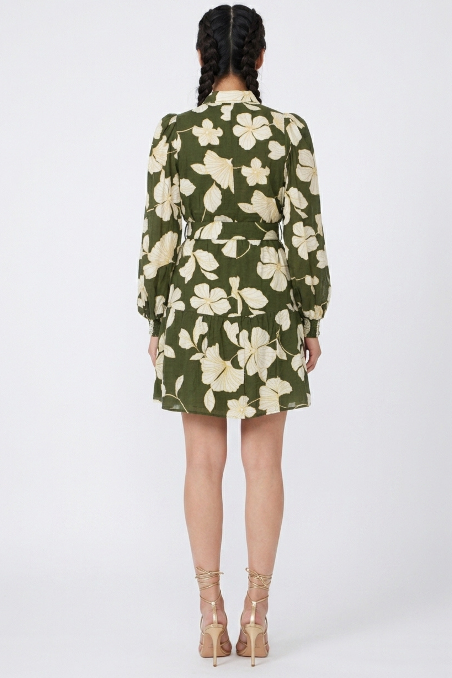 Laundry Floral Print Long Sleeve Button Down Belted Dress