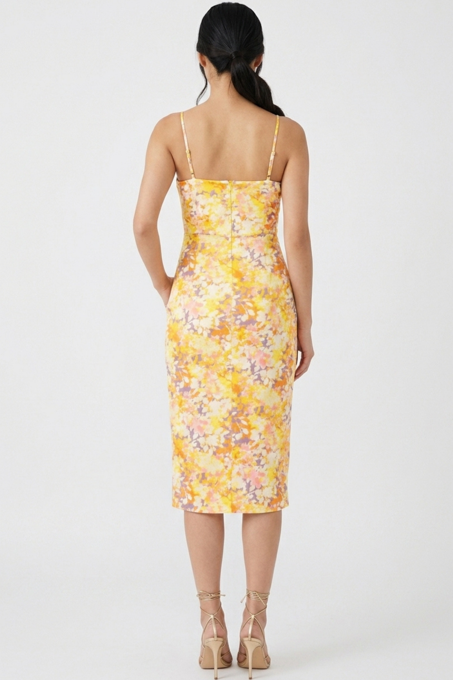 Laundry Floral Print Skirt Overlay Spaghetti Strap Dress