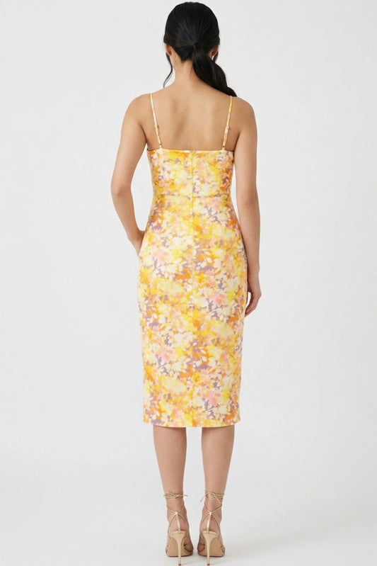 Laundry Floral Print Skirt Overlay Spaghetti Strap Dress