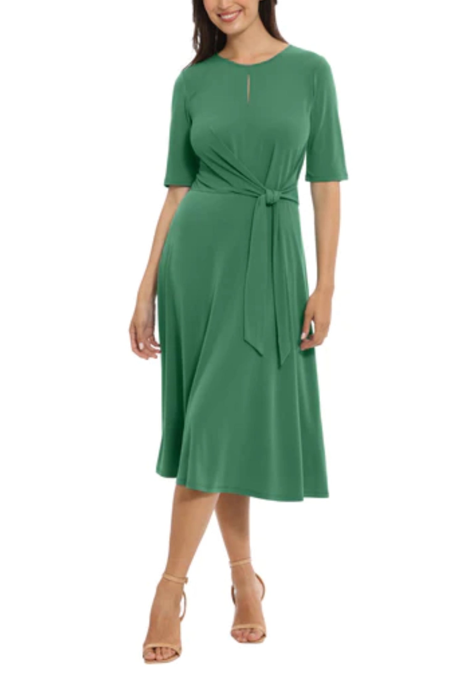 London Times Keyhole Detail A-Line Midi Dress