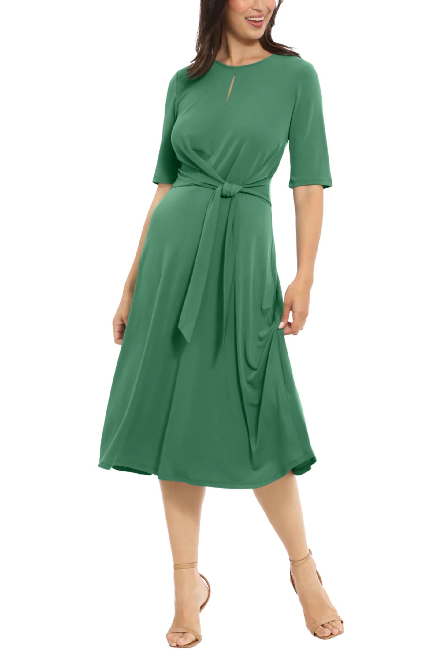 London Times Keyhole Detail A-Line Midi Dress