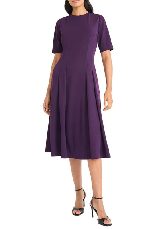 Maggy London Horn Short Sleeve Midi A-Line Dress