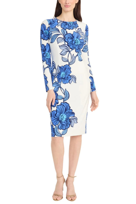 Maggy London Floral Print Long Sleeve Sheath Dress