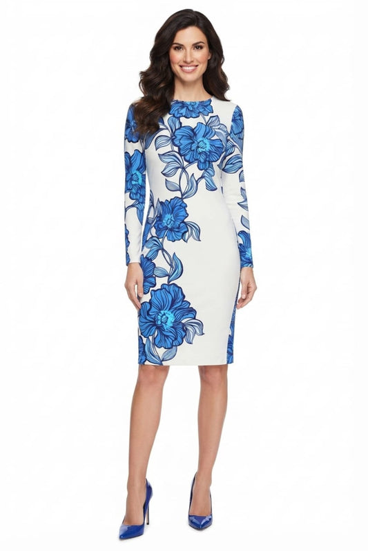 Maggy London Floral Print Long Sleeve Sheath Dress