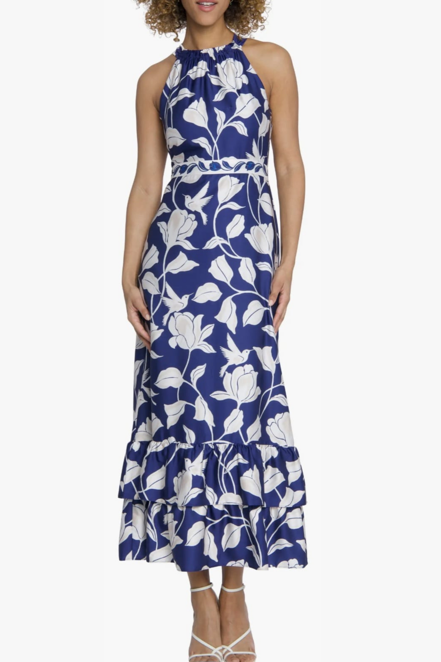 Maggy London Halter Floral Print Maxi Dress