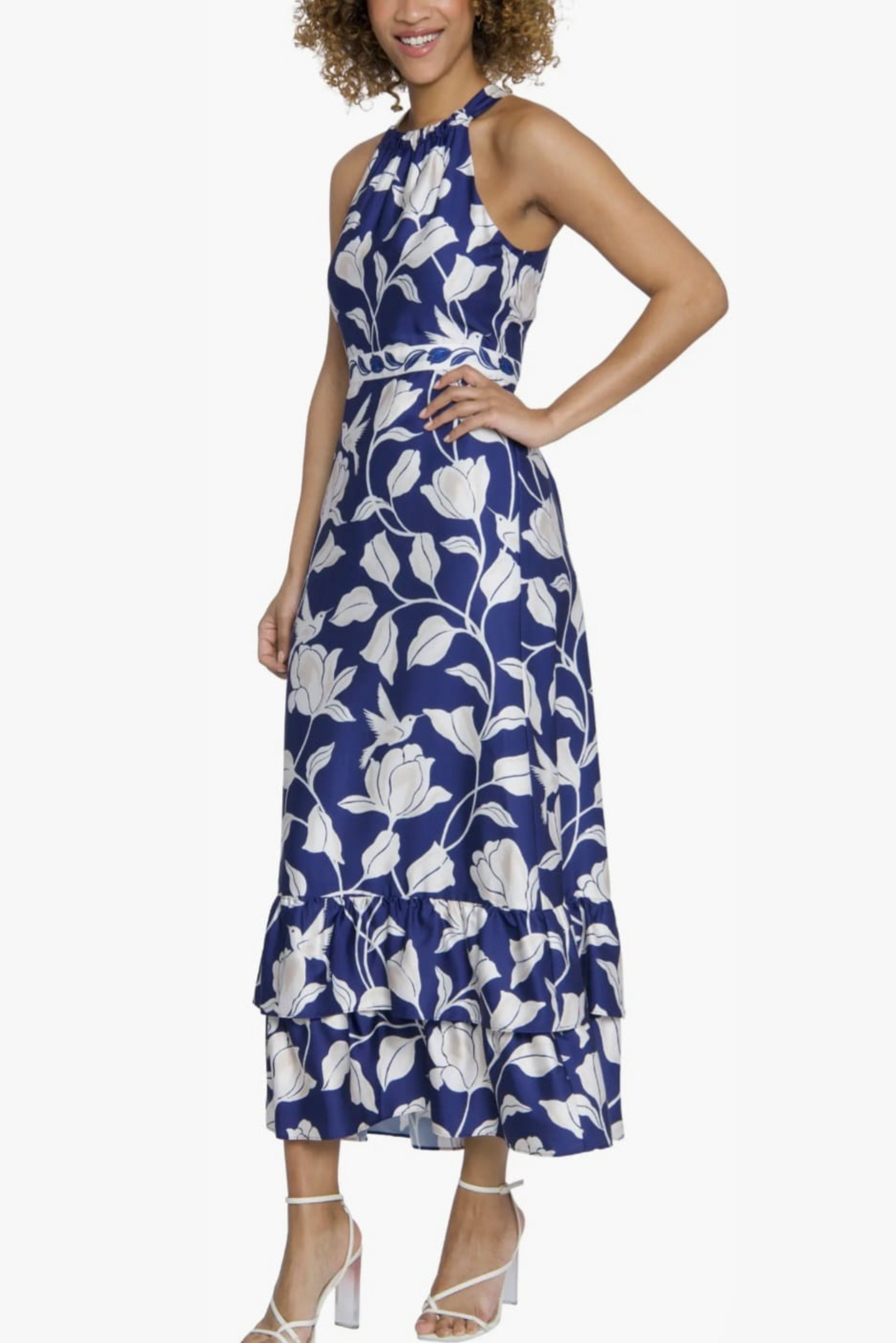 Maggy London Halter Floral Print Maxi Dress