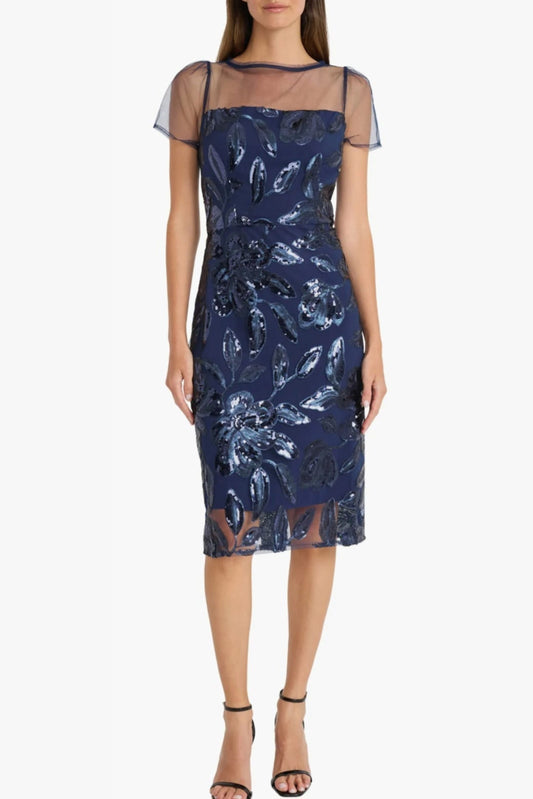 Maggy London Sequin Illusion Short Party Dress