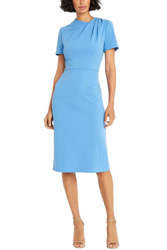 Maggy London Pleated Neck Sheath Dress