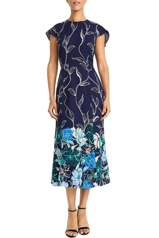 Maggy London Caplet Floral Print Midi Dress (PLUS)