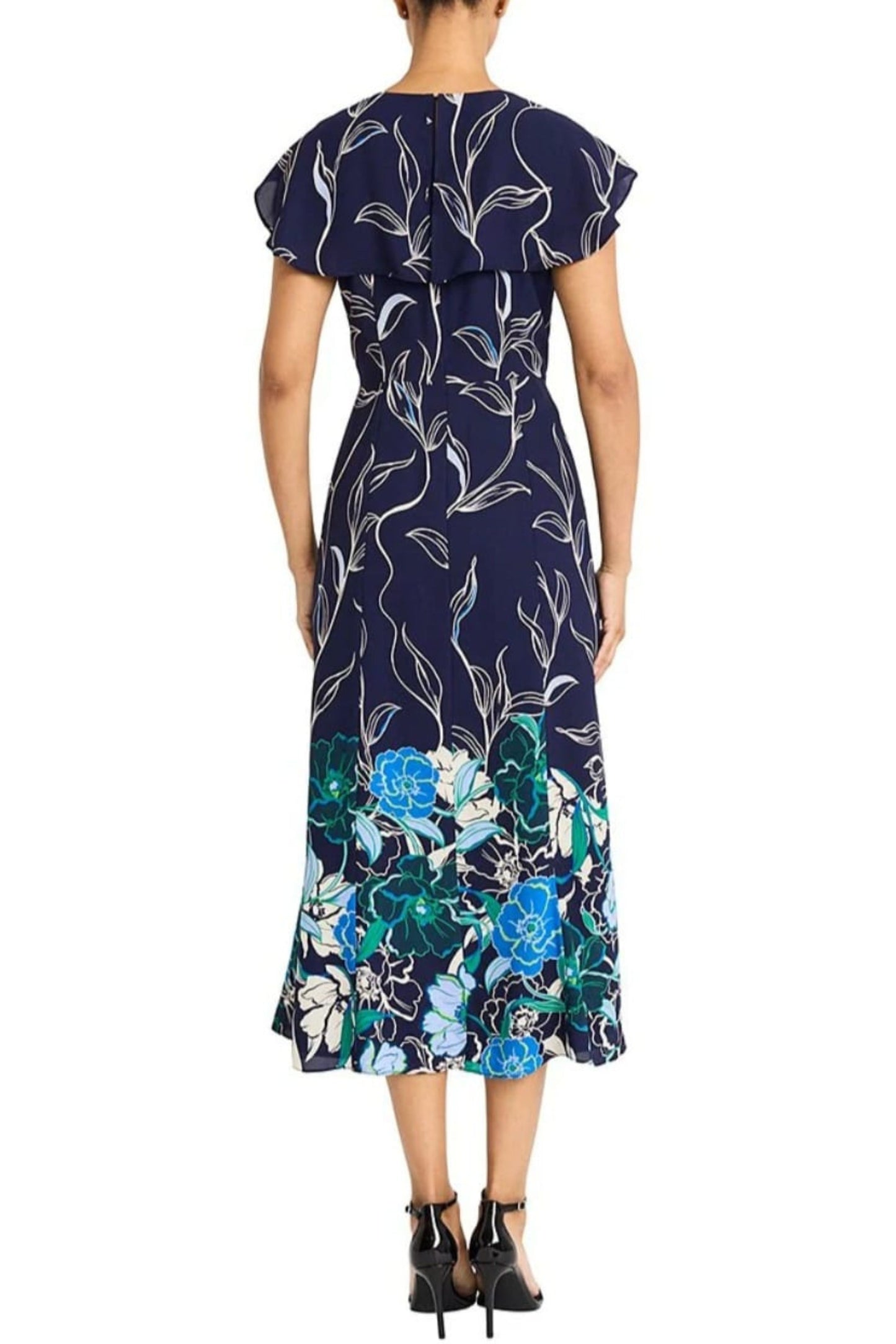 Maggy London Caplet Floral Print Midi Dress