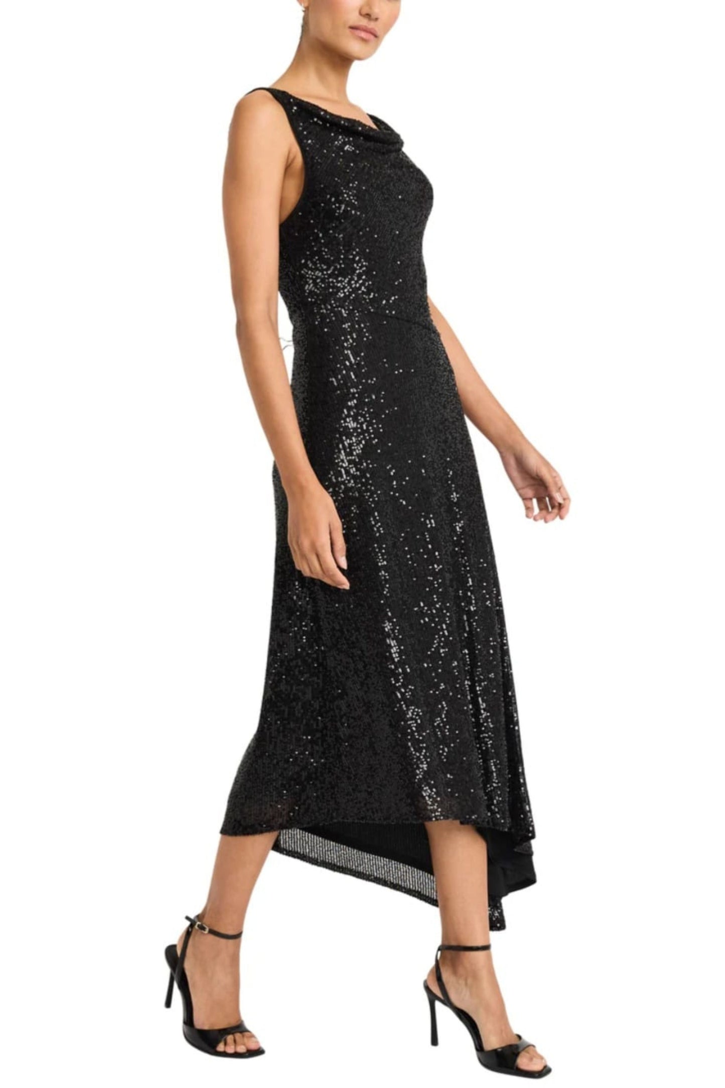 Maggy London Cowl Neck Full Sequin Party Dress