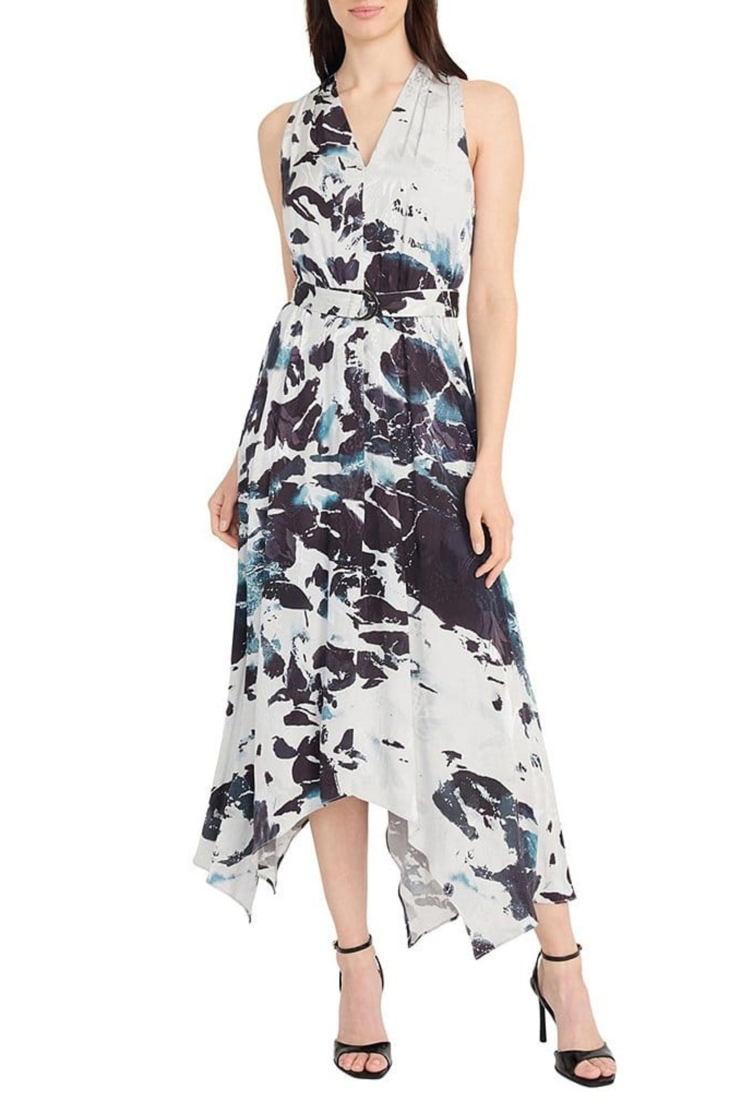 Maggy London Multi Color Hankerchief Maxi Dress