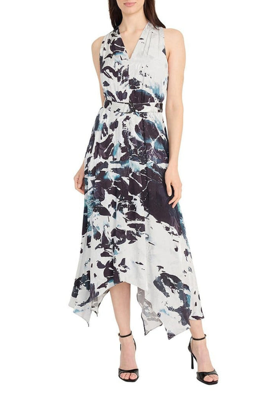 Maggy London Multi Color Hankerchief Maxi Dress