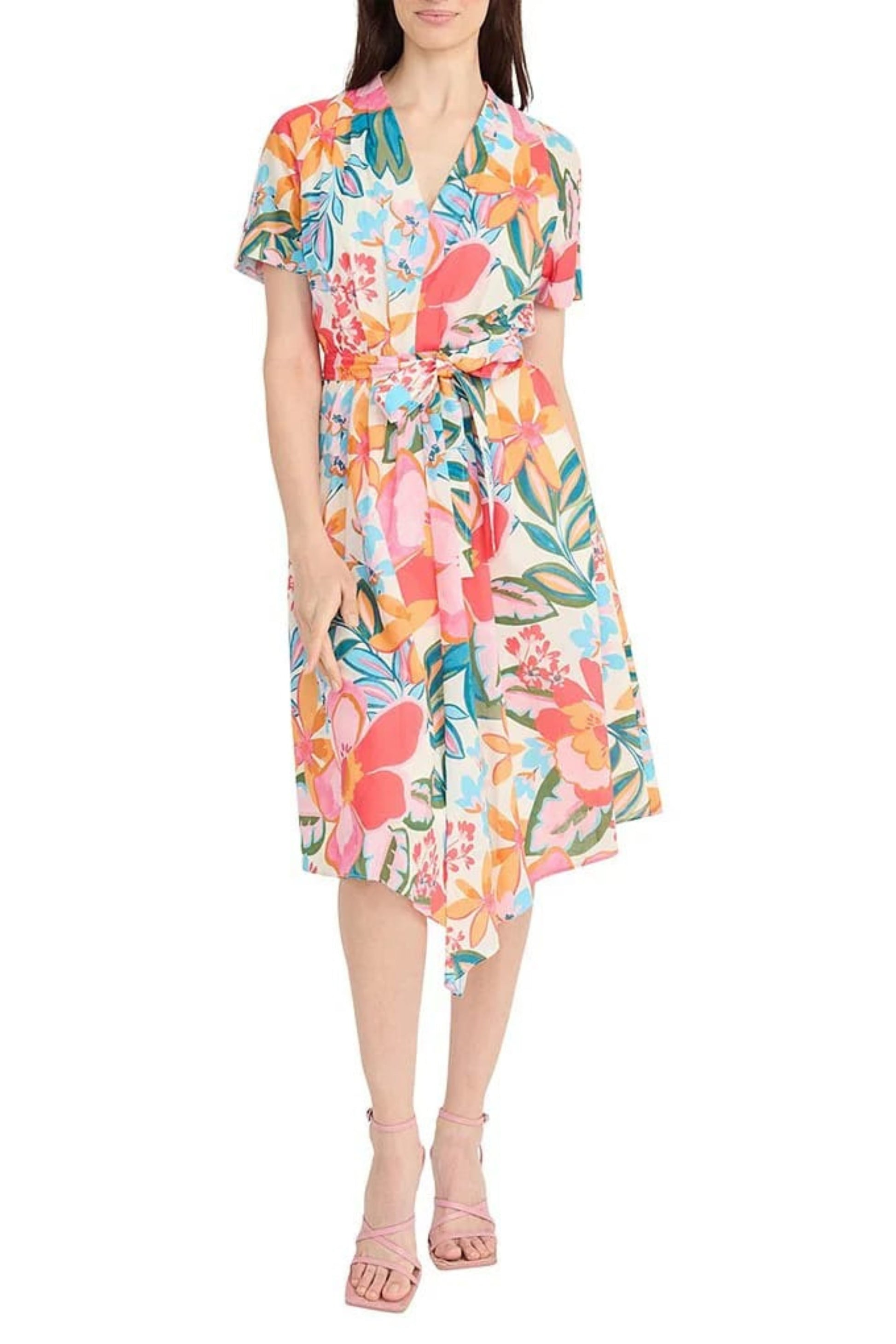 Maggy London Flower Print A-Line Midi Dress Maggy London Flower Print A-Line Midi Dress