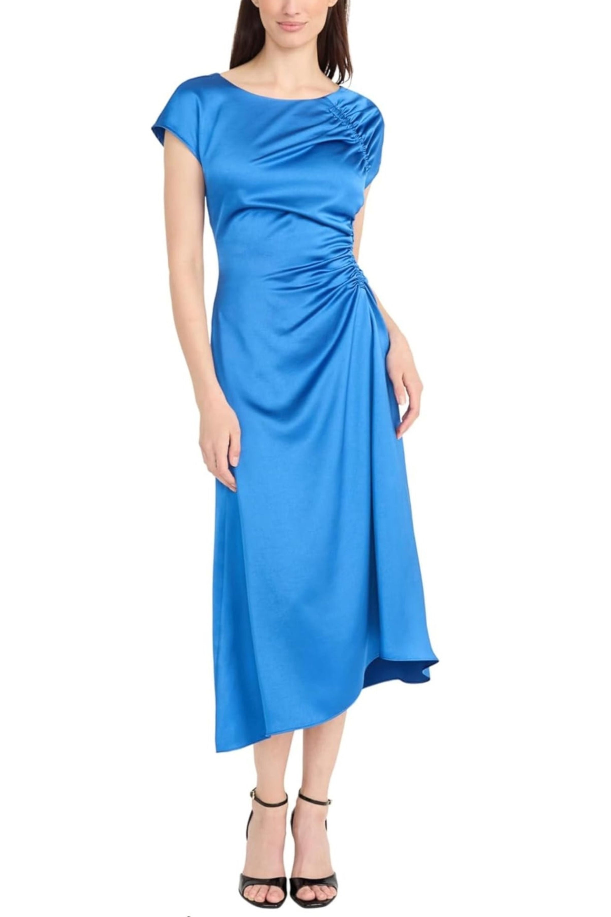 Maggy London Boat Neckline Asymmetrical Midi Dress Maggy London Boat Neckline Asymmetrical Midi Dress