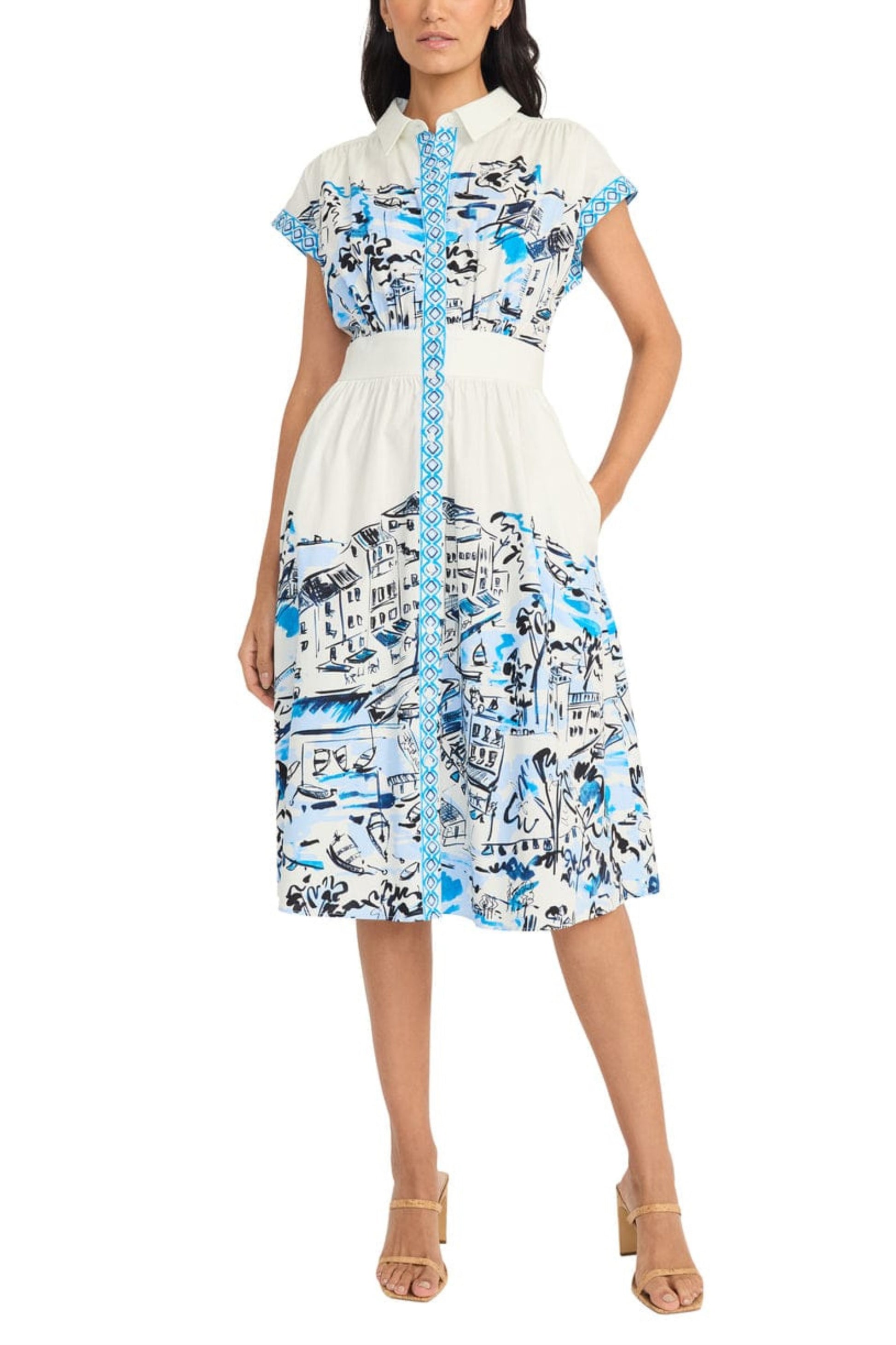 maggy london dress Maggy London Printed Button Down Shirt Dress – New Yorker's Apparel