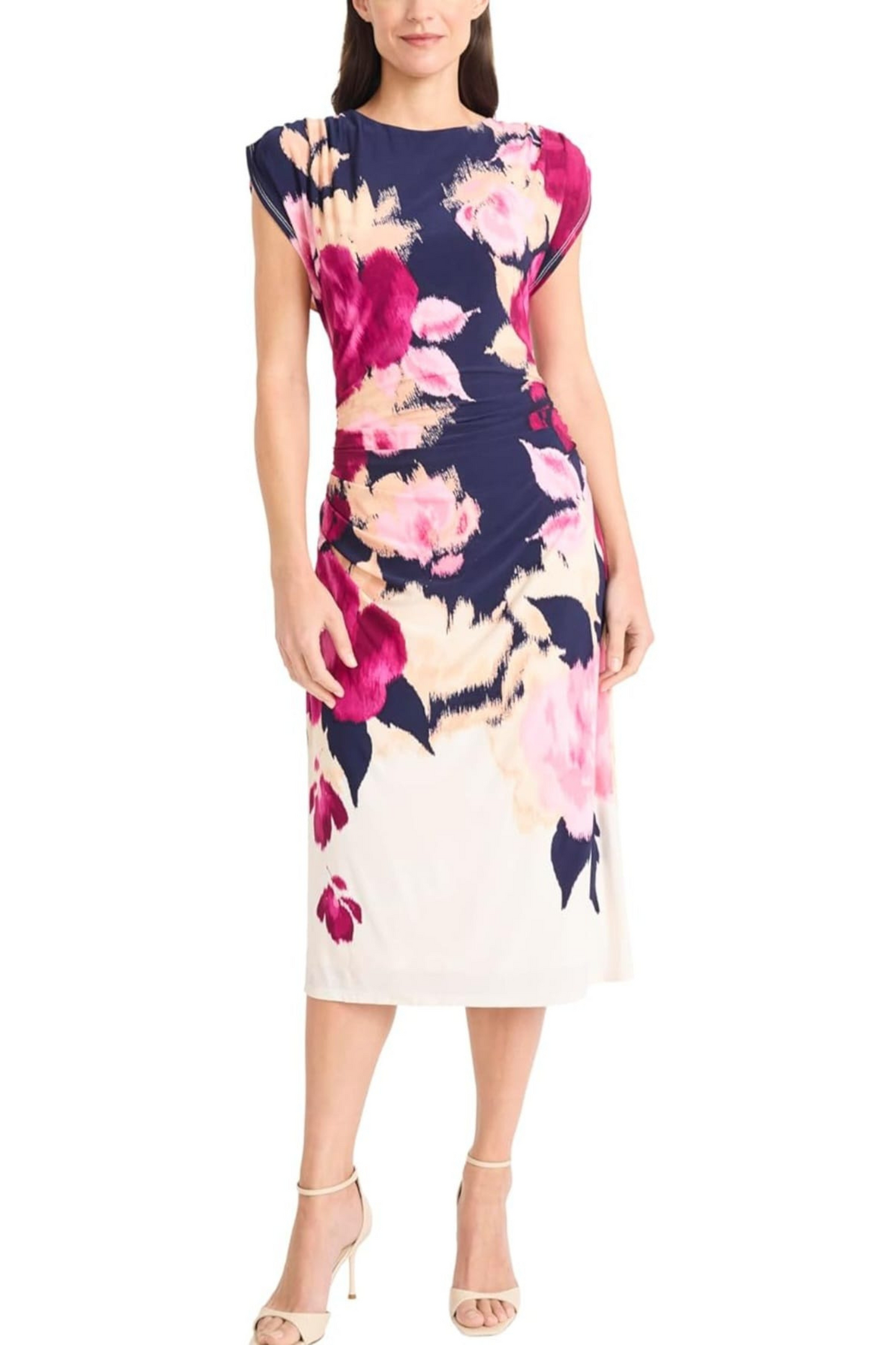 Maggy London Floral Print Cap Sleeve Sheath Dress